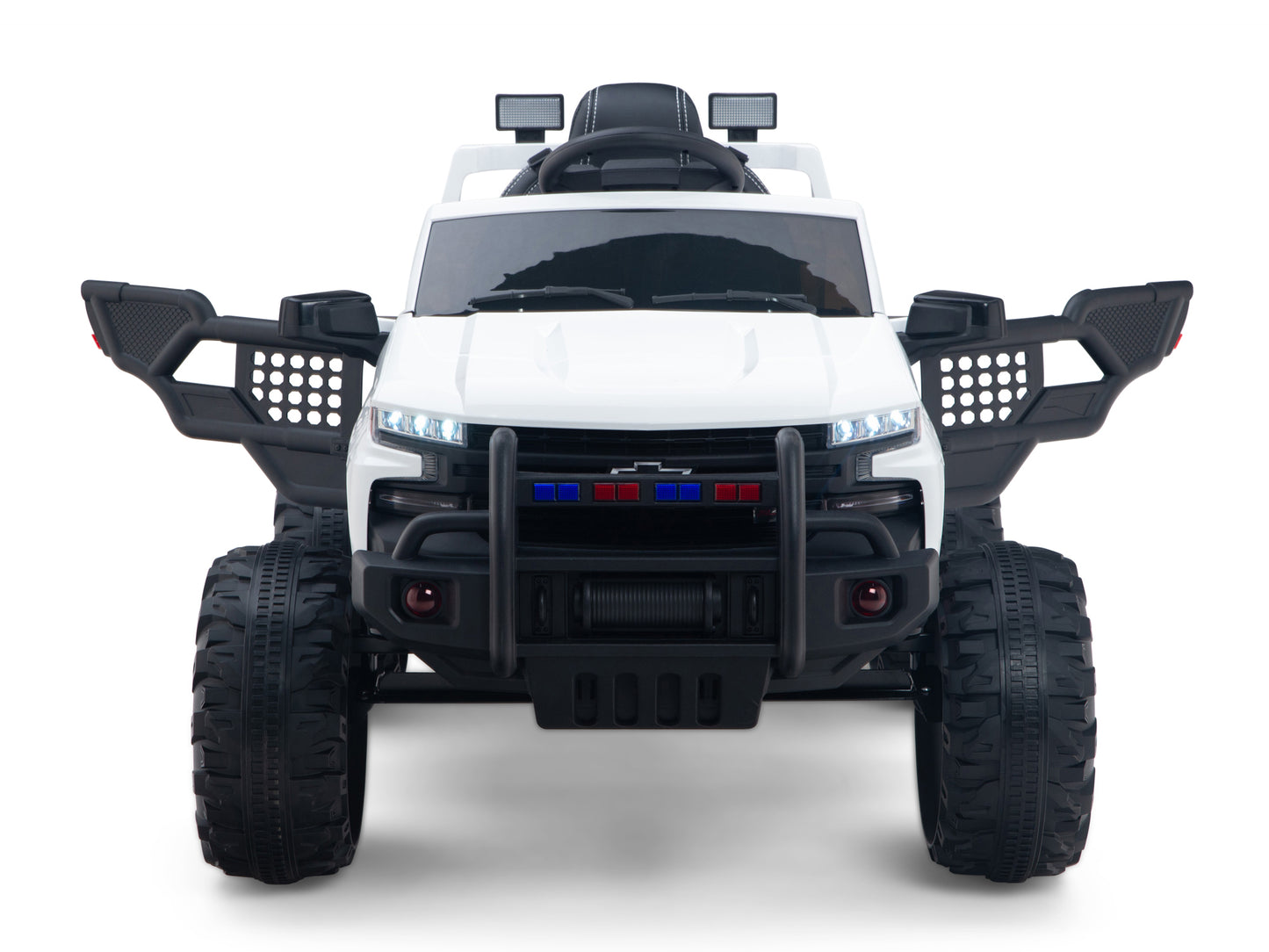 24V Chevrolet Silverado Lifted Ride On Truck with Remote Control – White