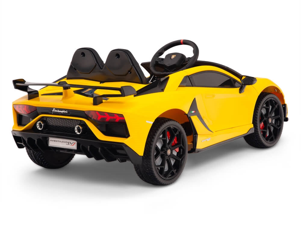 12V Kids Ride On Sports Car Battery Powered Lamborghini Aventador SVJ with Remote - Yellow