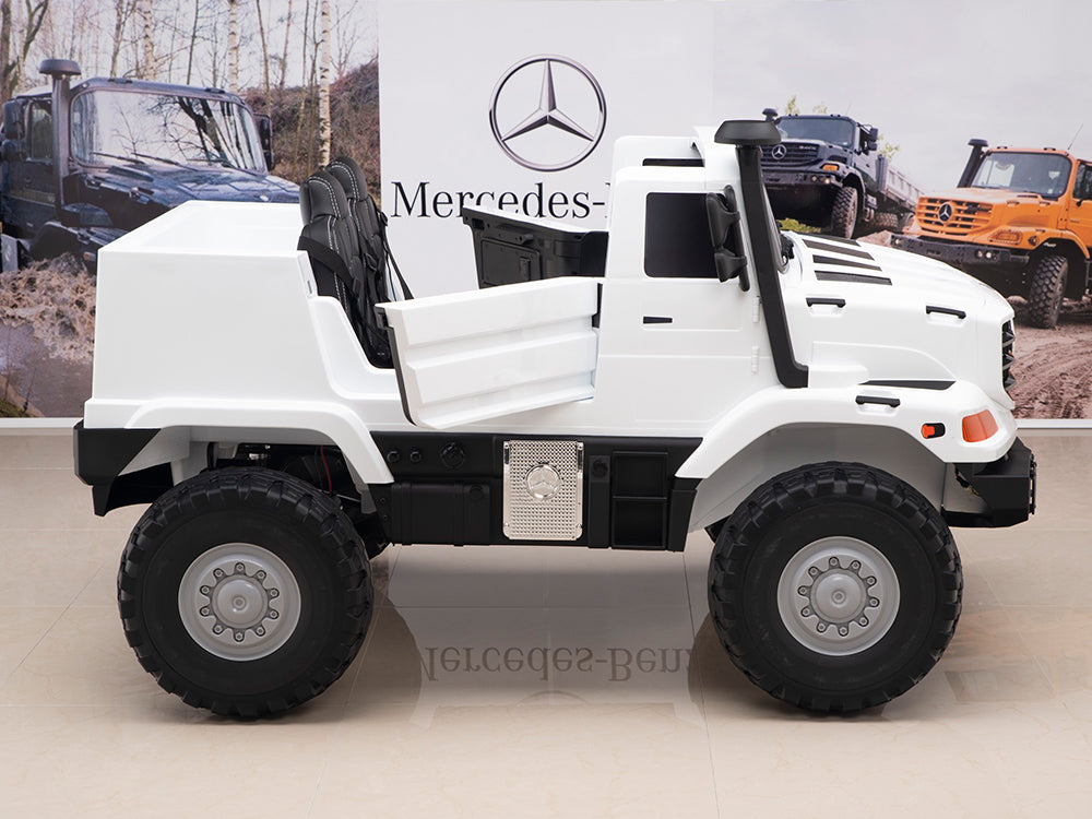 24V Mercedes Zetros Battery Powered Kids Ride On Truck with Remote Control - White