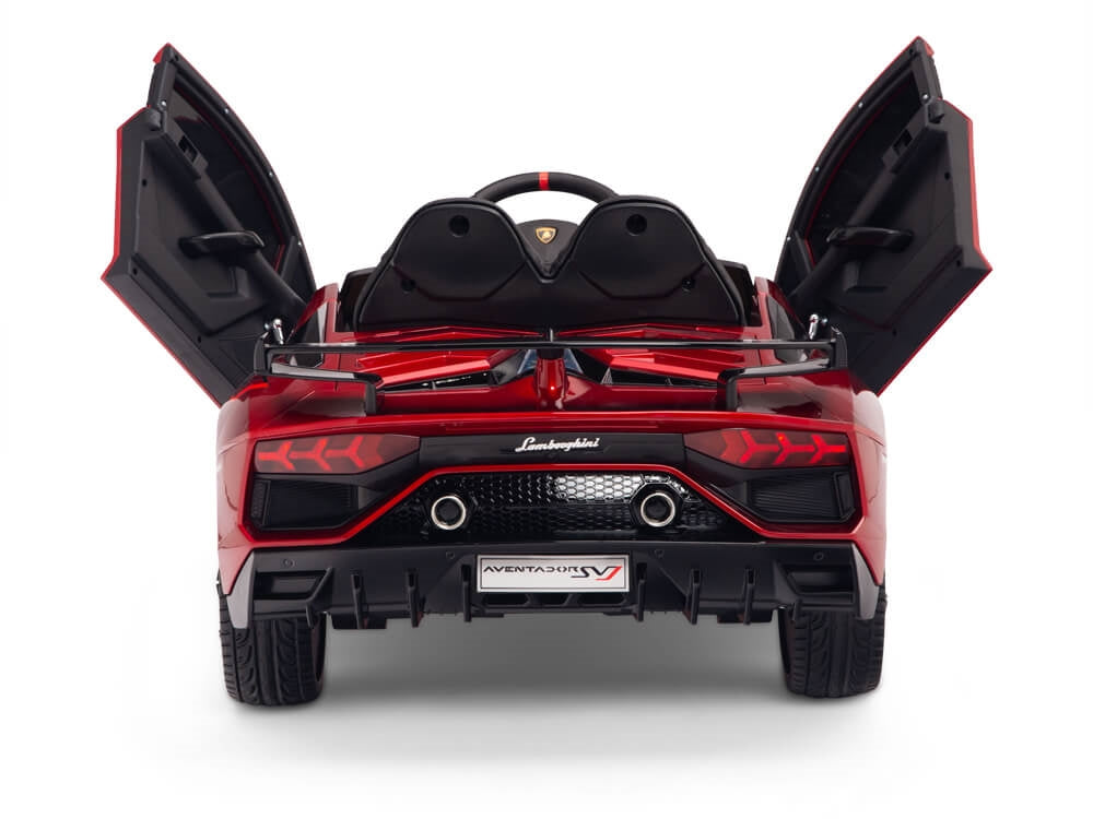 12V Kids Ride On Sports Car Battery Powered Lamborghini Aventador SVJ with Remote - Burgundy