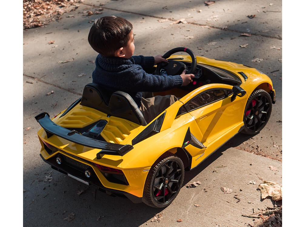 12V Kids Ride On Sports Car Battery Powered Lamborghini Aventador SVJ with Remote - Red