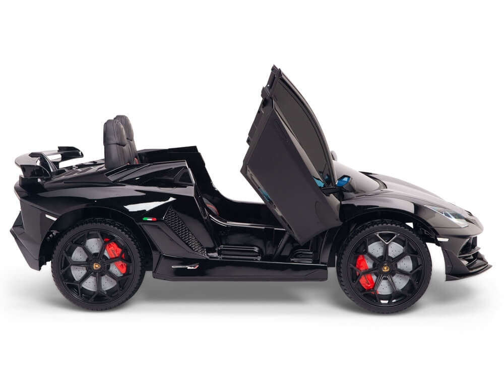 12V Kids Ride On Sports Car Battery Powered Lamborghini Aventador SVJ with Remote - Black