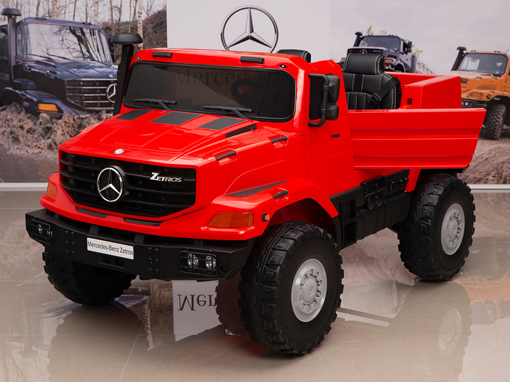 24V Mercedes Zetros Battery Powered Kids Ride On Truck with Remote Control - Red