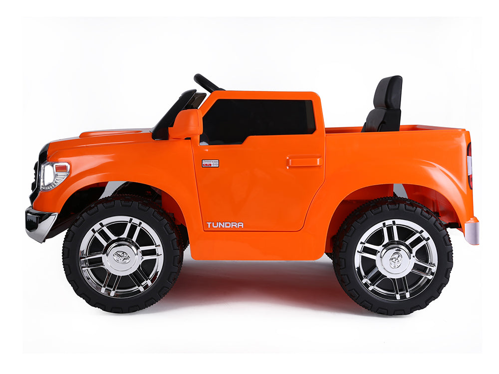 12V Kids Battery Powered Mini Toyota Tundra Ride-On Truck with Remote Control - Orange