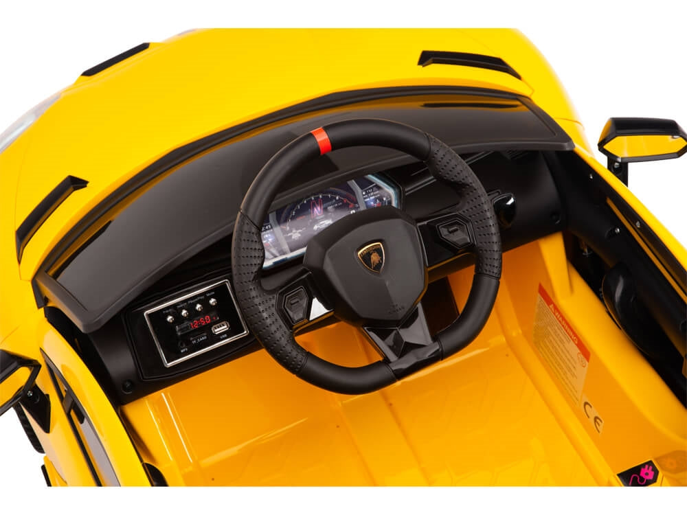 12V Kids Ride On Sports Car Battery Powered Lamborghini Aventador SVJ with Remote - Yellow