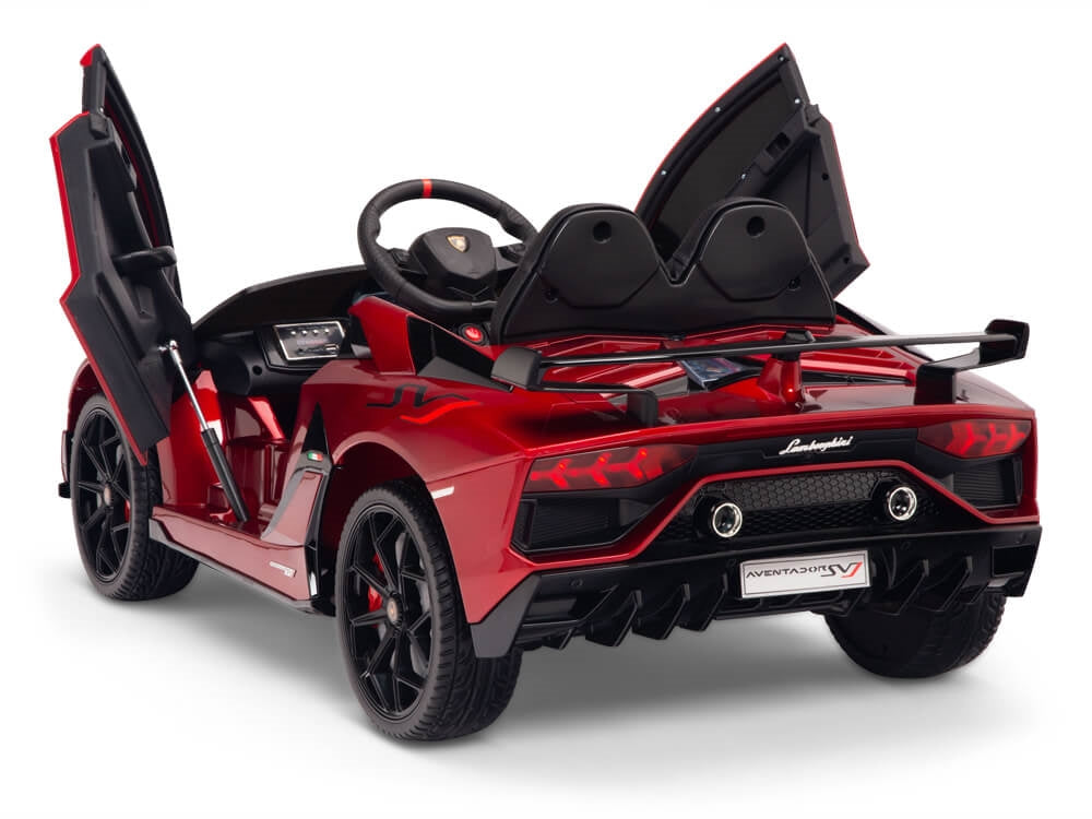 12V Kids Ride On Sports Car Battery Powered Lamborghini Aventador SVJ with Remote - Burgundy