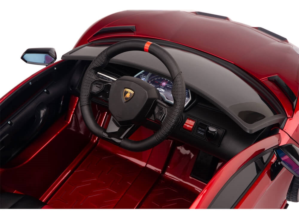 12V Kids Ride On Sports Car Battery Powered Lamborghini Aventador SVJ with Remote - Burgundy