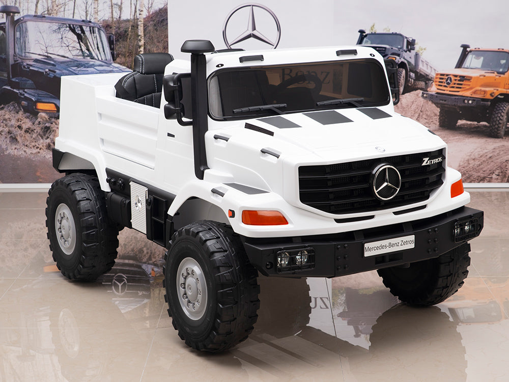 24V Mercedes Zetros Battery Powered Kids Ride On Truck with Remote Control - White