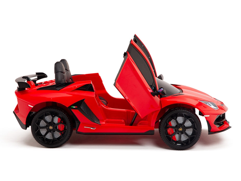 12V Kids Ride On Sports Car Battery Powered Lamborghini Aventador SVJ with Remote - Red