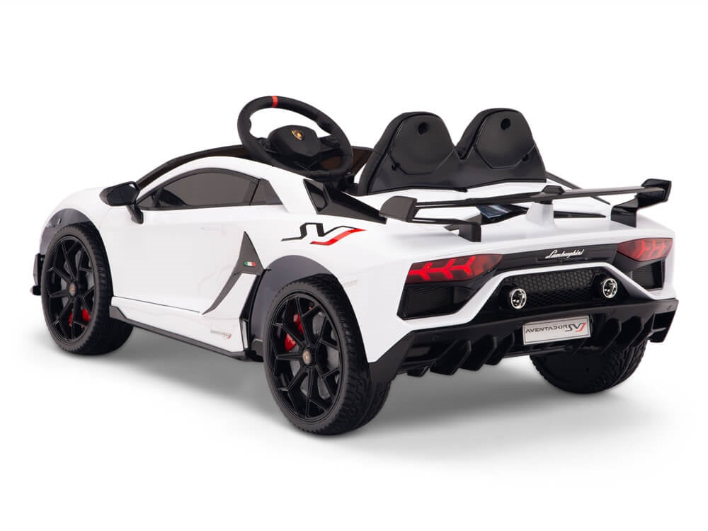 12V Kids Ride On Sports Car Battery Powered Lamborghini Aventador SVJ with Remote - White