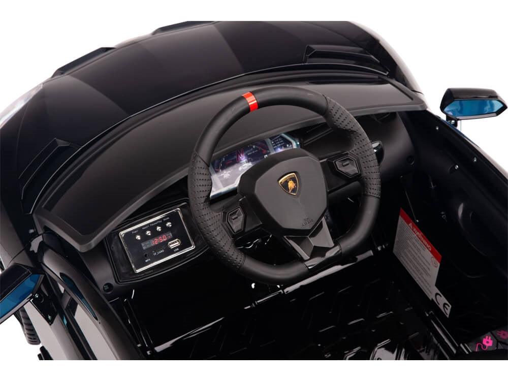 12V Kids Ride On Sports Car Battery Powered Lamborghini Aventador SVJ with Remote - Black