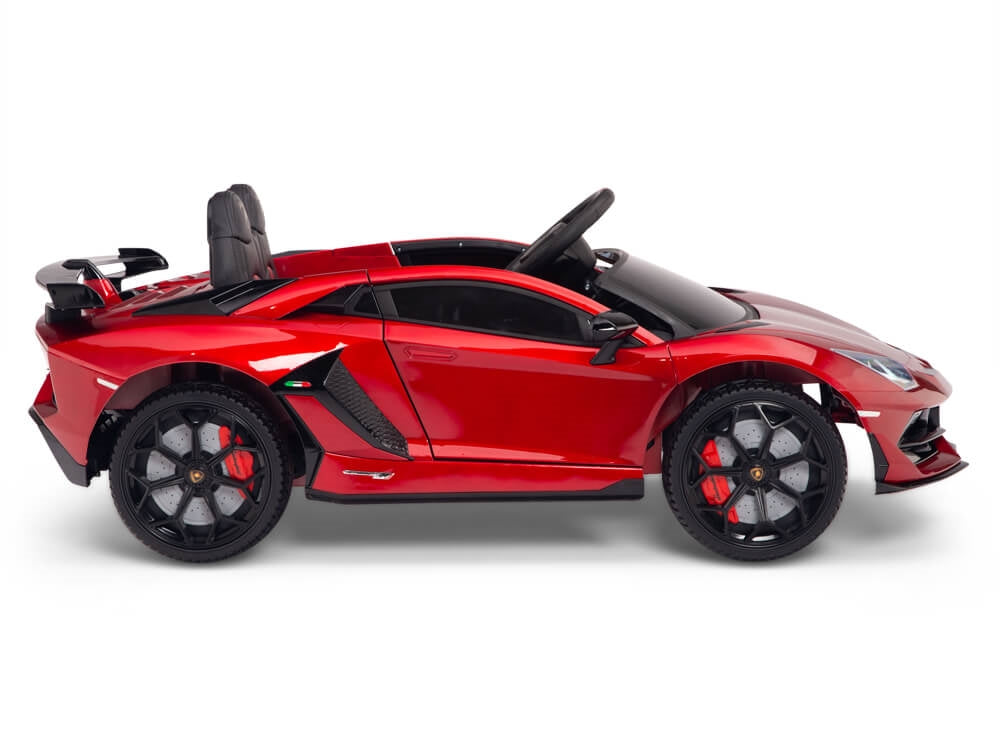 12V Kids Ride On Sports Car Battery Powered Lamborghini Aventador SVJ with Remote - Burgundy