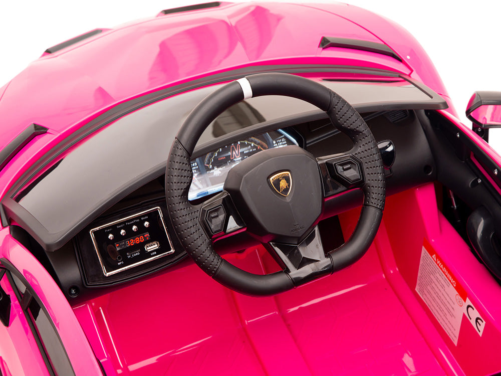 12V Lamborghini Aventador SVJ Kids Ride On Sports Car with Remote - Pink