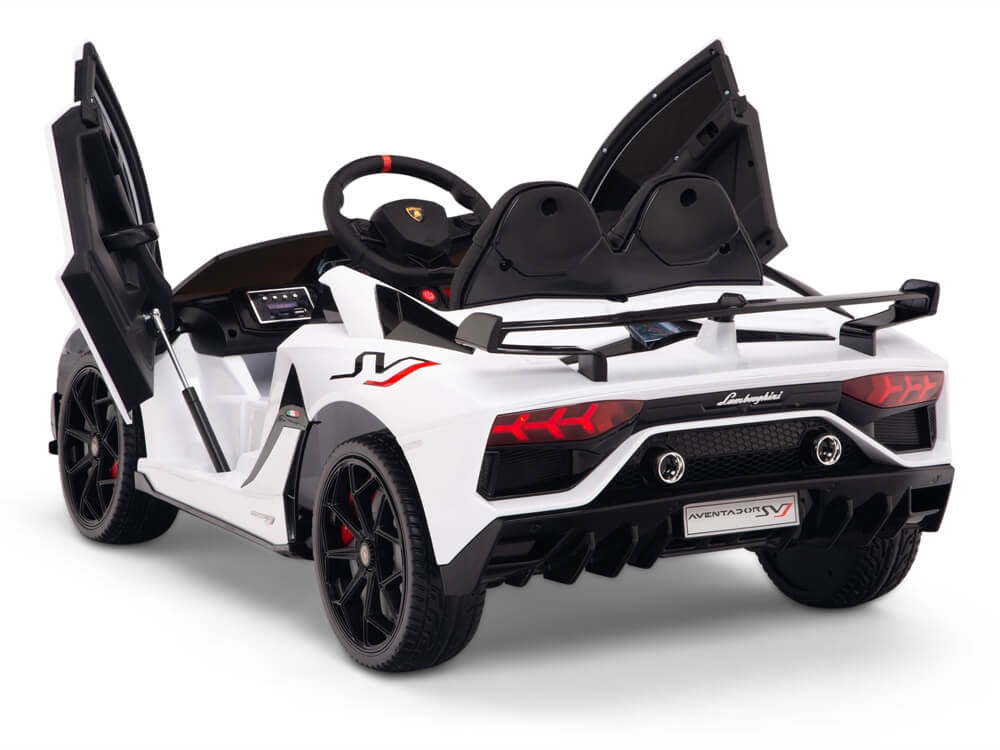 12V Kids Ride On Sports Car Battery Powered Lamborghini Aventador SVJ with Remote - White