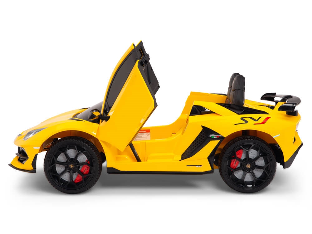 12V Kids Ride On Sports Car Battery Powered Lamborghini Aventador SVJ with Remote - Yellow