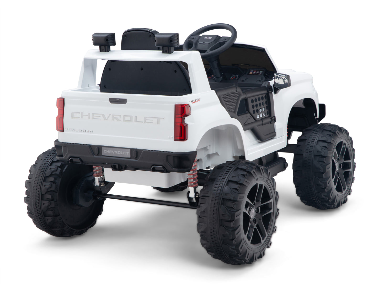 24V Chevrolet Silverado Lifted Ride On Truck with Remote Control – White