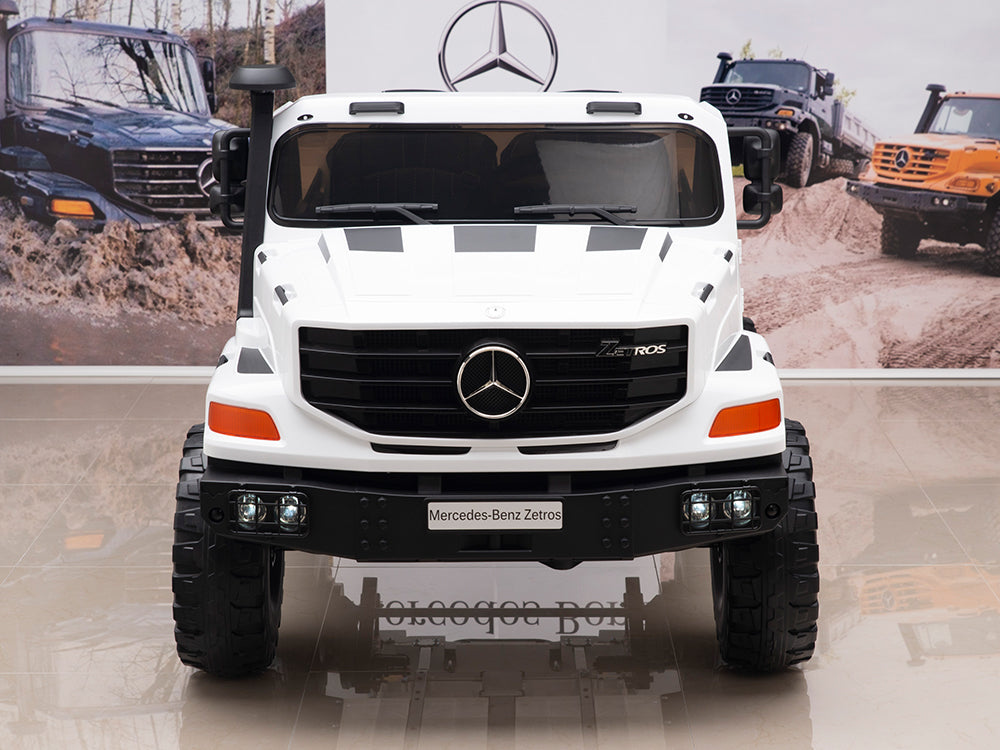 24V Mercedes Zetros Battery Powered Kids Ride On Truck with Remote Control - White