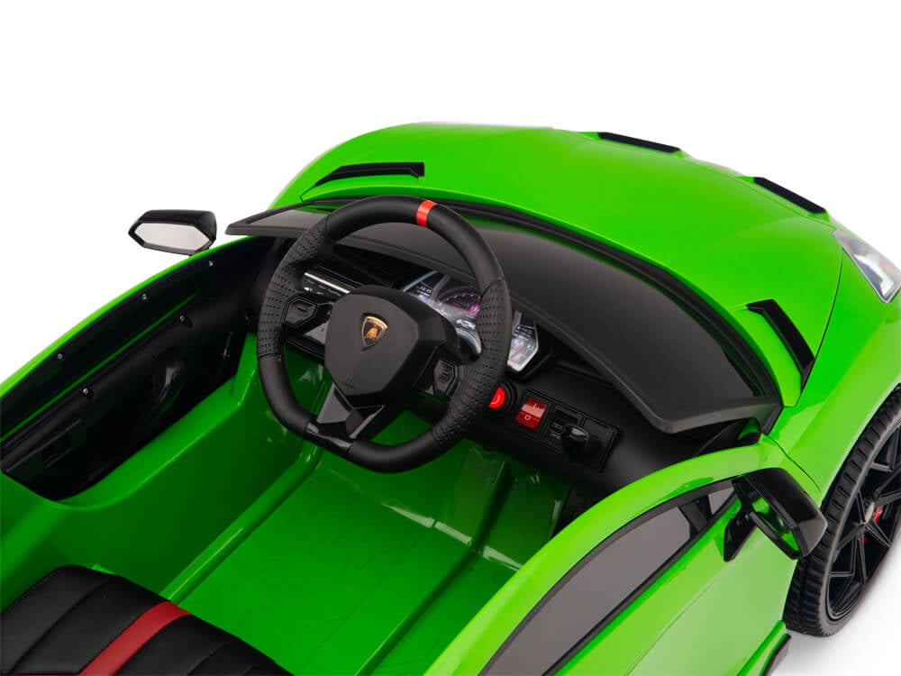 12V Kids Ride On Sports Car Battery Powered Lamborghini Aventador SVJ with Remote - Green