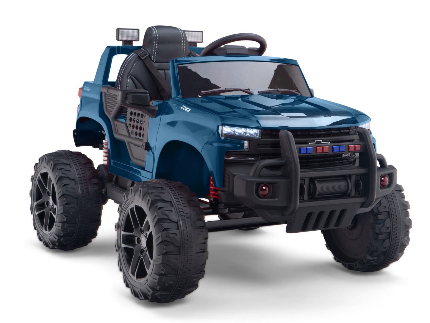 24V Chevrolet Silverado Lifted Ride On Truck with Remote Control – Blue