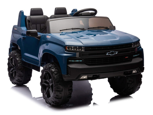 24V Chevrolet Silverado Ride on Truck for Kids with 2 Seats and Remote - Blue