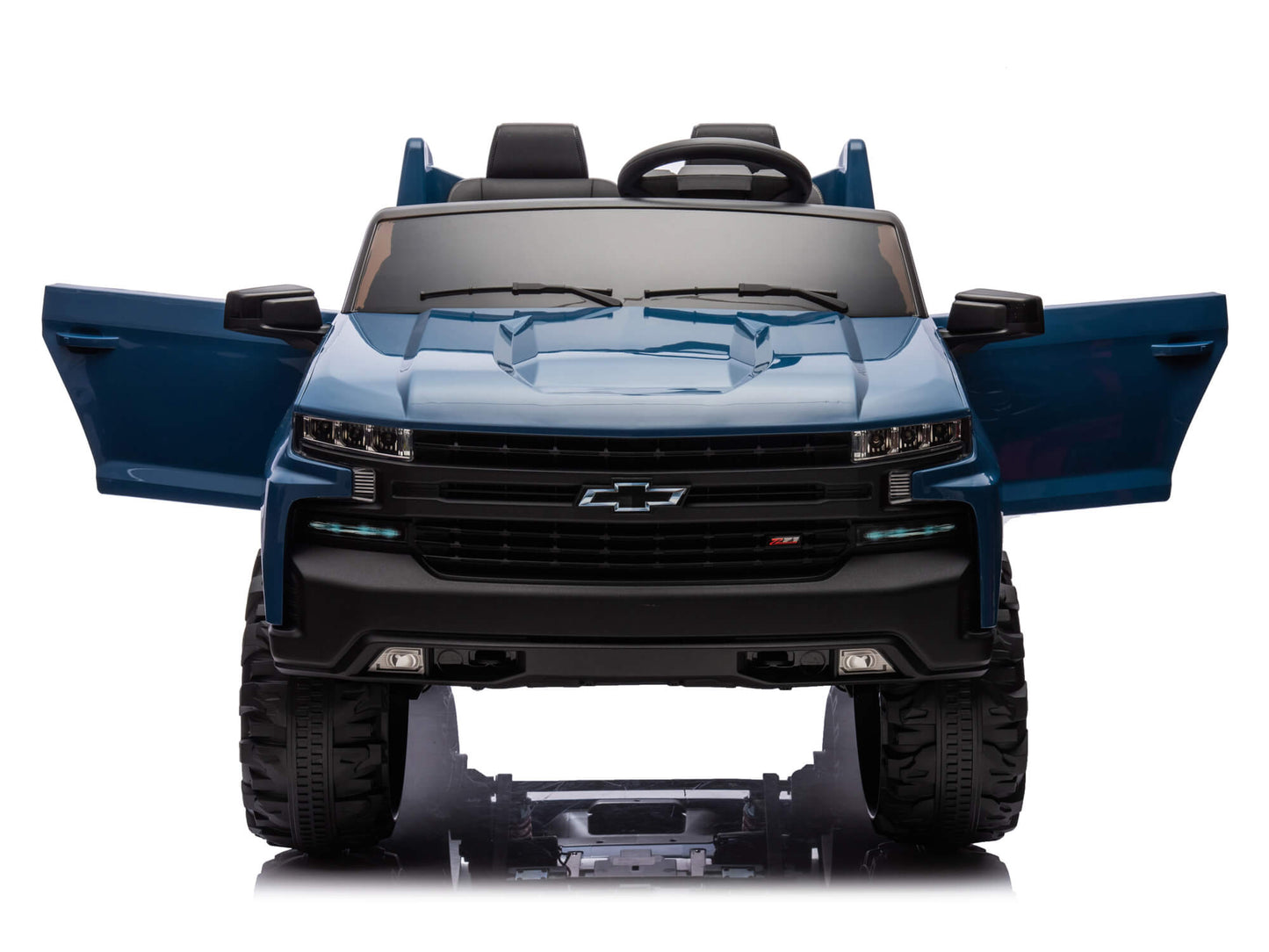 24V Chevrolet Silverado Ride on Truck for Kids with 2 Seats and Remote - Blue