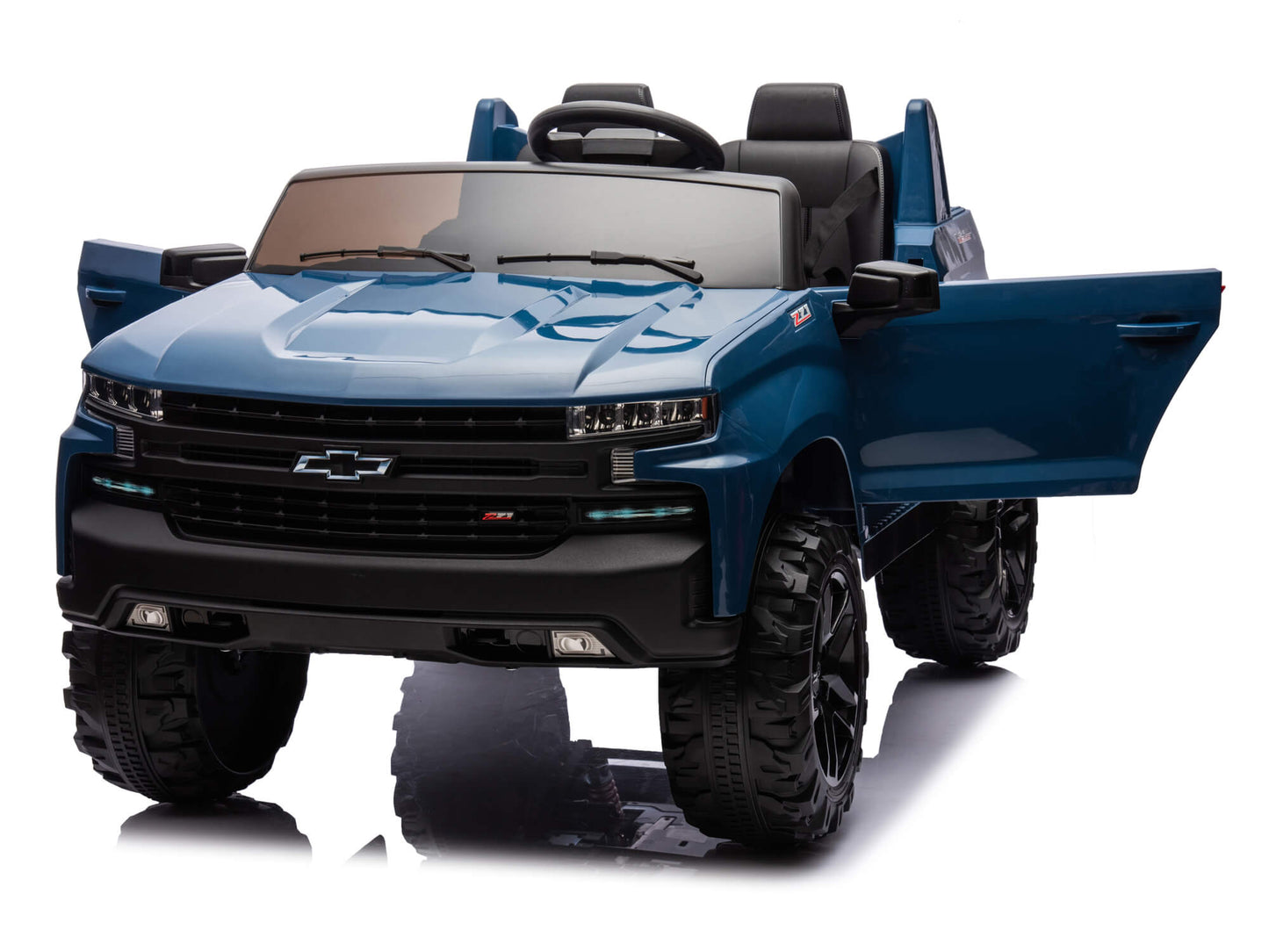 24V Chevrolet Silverado Ride on Truck for Kids with 2 Seats and Remote - Blue