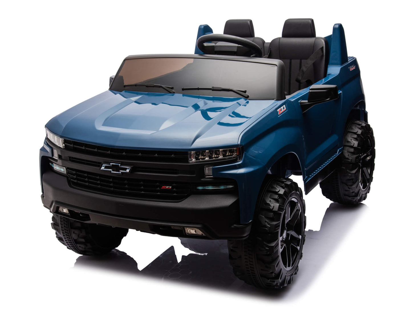 24V Chevrolet Silverado Ride on Truck for Kids with 2 Seats and Remote - Blue