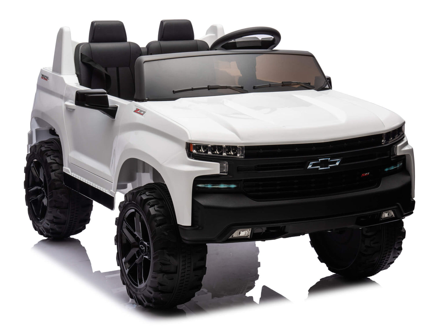 24V Chevrolet Silverado Ride on Truck for Kids with 2 Seats and Remote - White