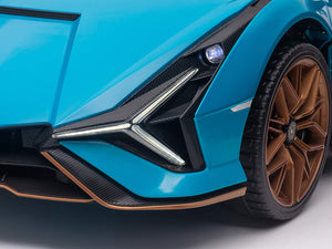 24V Lamborghini Sian Two-Seater Kids Ride On Car with Remote - Blue