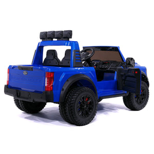 Ford F450 Custom Edition 24V Kids Ride-On Car Truck with R/C Parental Remote | Blue