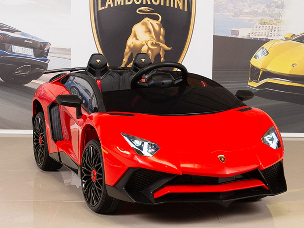 12V Kids Ride On Sports Car Battery Powered Lamborghini Aventador SV with Remote - Red