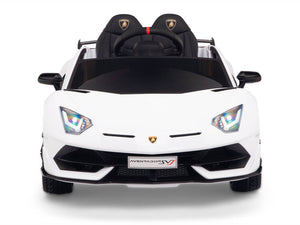 12V Kids Ride On Sports Car Battery Powered Lamborghini Aventador SVJ with Remote - White