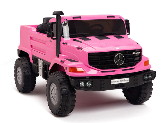 24V Mercedes Zetros Battery Powered Kids Ride On Truck with Remote Control - Pink