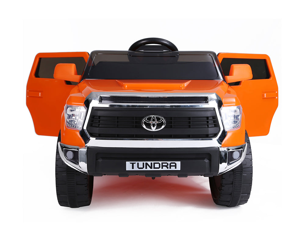 12V Kids Battery Powered Mini Toyota Tundra Ride-On Truck with Remote Control - Orange