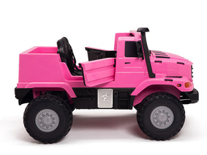 24V Mercedes Zetros Battery Powered Kids Ride On Truck with Remote Control - Pink