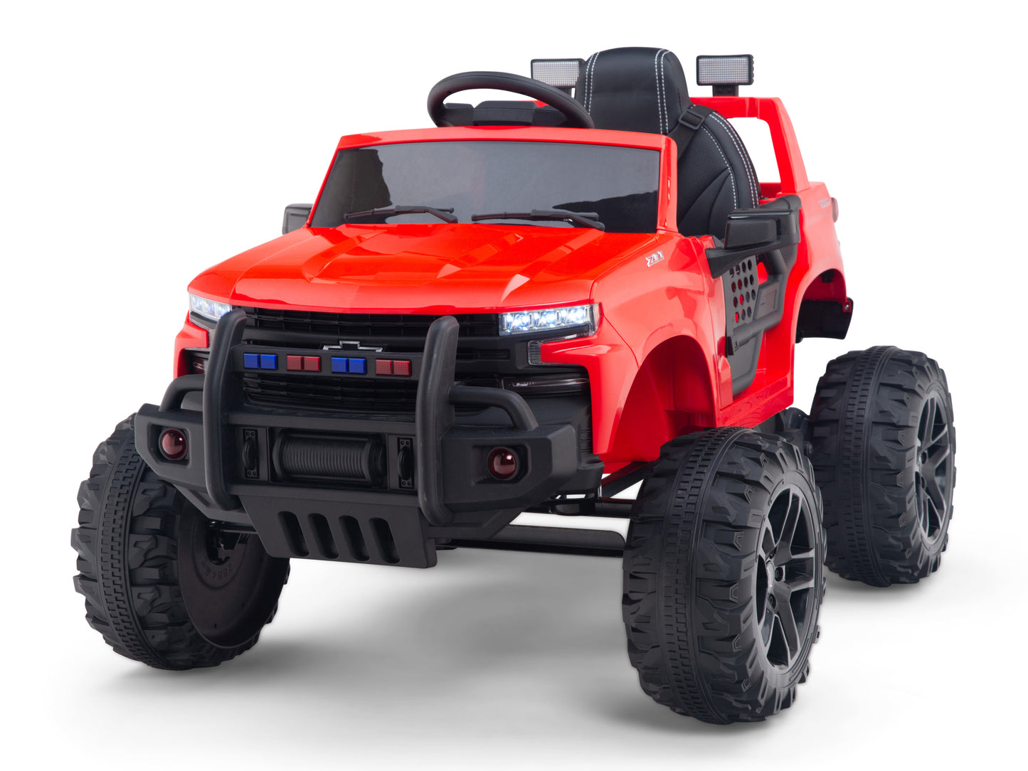 24V Chevrolet Silverado Lifted Ride On Truck with Remote Control – Red