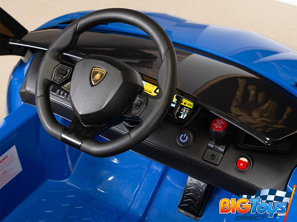 12V Kids Ride On Sports Car Electric Powered Lamborghini Aventador SV with Remote - Blue