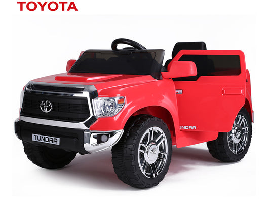 12V Kids Battery Powered Mini Toyota Tundra Ride-On Truck with Remote Control - Red
