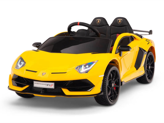 12V Kids Ride On Sports Car Battery Powered Lamborghini Aventador SVJ with Remote - Yellow