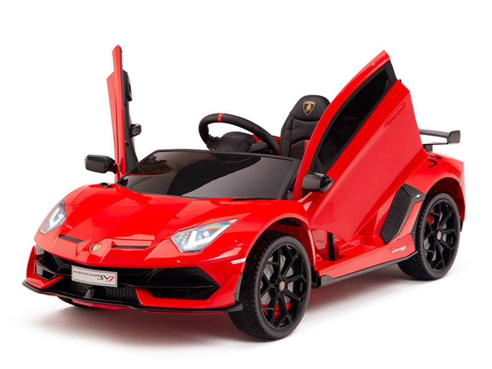 12V Kids Ride On Sports Car Battery Powered Lamborghini Aventador SVJ with Remote - Red