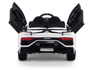 12V Kids Ride On Sports Car Battery Powered Lamborghini Aventador SVJ with Remote - White