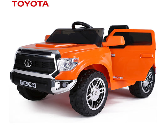 12V Kids Battery Powered Mini Toyota Tundra Ride-On Truck with Remote Control - Orange