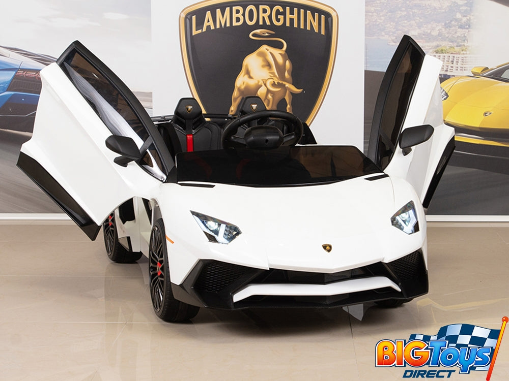 12V Kids Ride On Sports Car Electric Powered Lamborghini Aventador SV with Remote - White