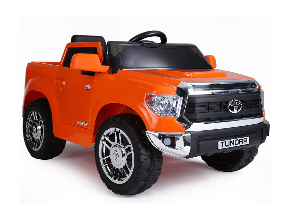 12V Kids Battery Powered Mini Toyota Tundra Ride-On Truck with Remote Control - Orange
