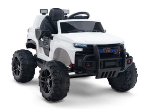 24V Chevrolet Silverado Lifted Ride On Truck with Remote Control – White