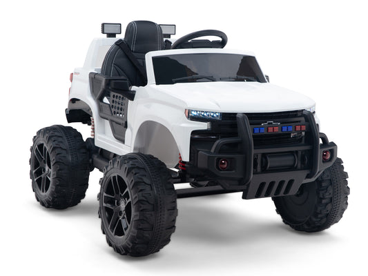 24V Chevrolet Silverado Lifted Ride On Truck with Remote Control – White