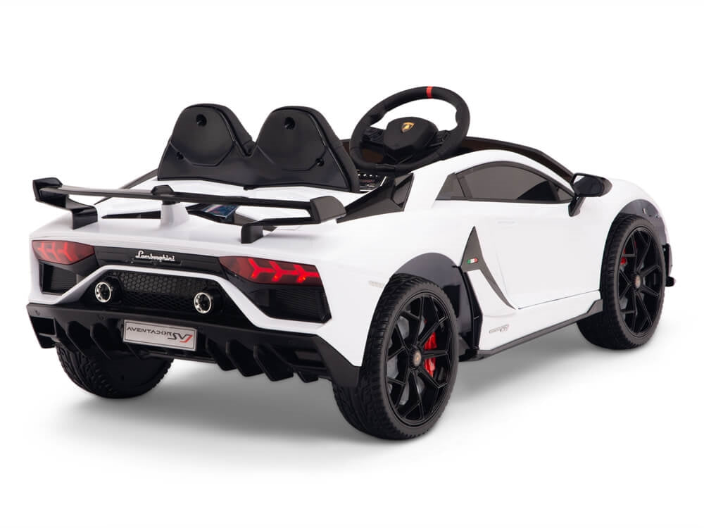 12V Kids Ride On Sports Car Battery Powered Lamborghini Aventador SVJ with Remote - White