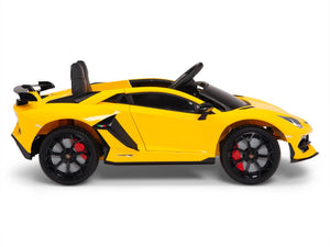 12V Kids Ride On Sports Car Battery Powered Lamborghini Aventador SVJ with Remote - Yellow
