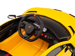 12V Kids Ride On Sports Car Battery Powered Lamborghini Aventador SVJ with Remote - Yellow