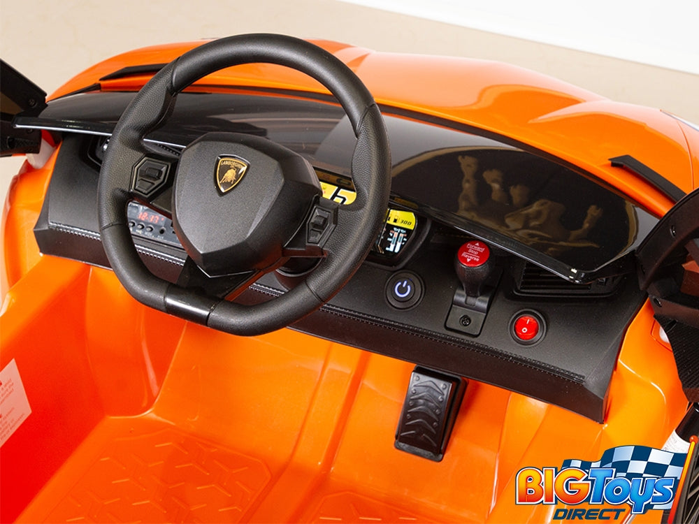 Kids Ride On Sports Car 12V Electric Powered Lamborghini Aventador SV with Remote - Orange